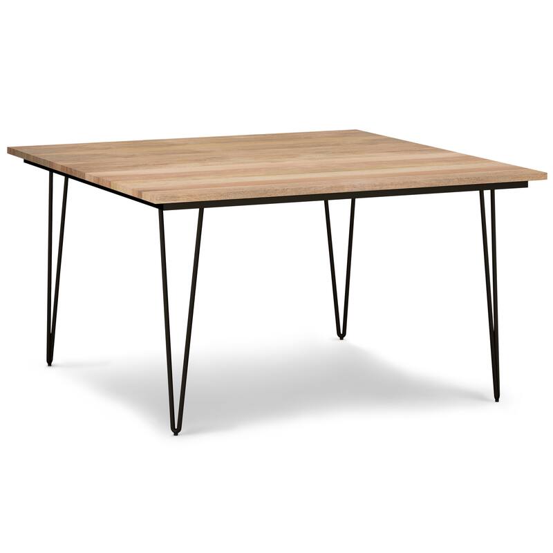 HomeRoots 54" Natural and Black Solid Wood and Steel Square Dining Table - 54.00 in. x 29.50 in. x 54.00 in.