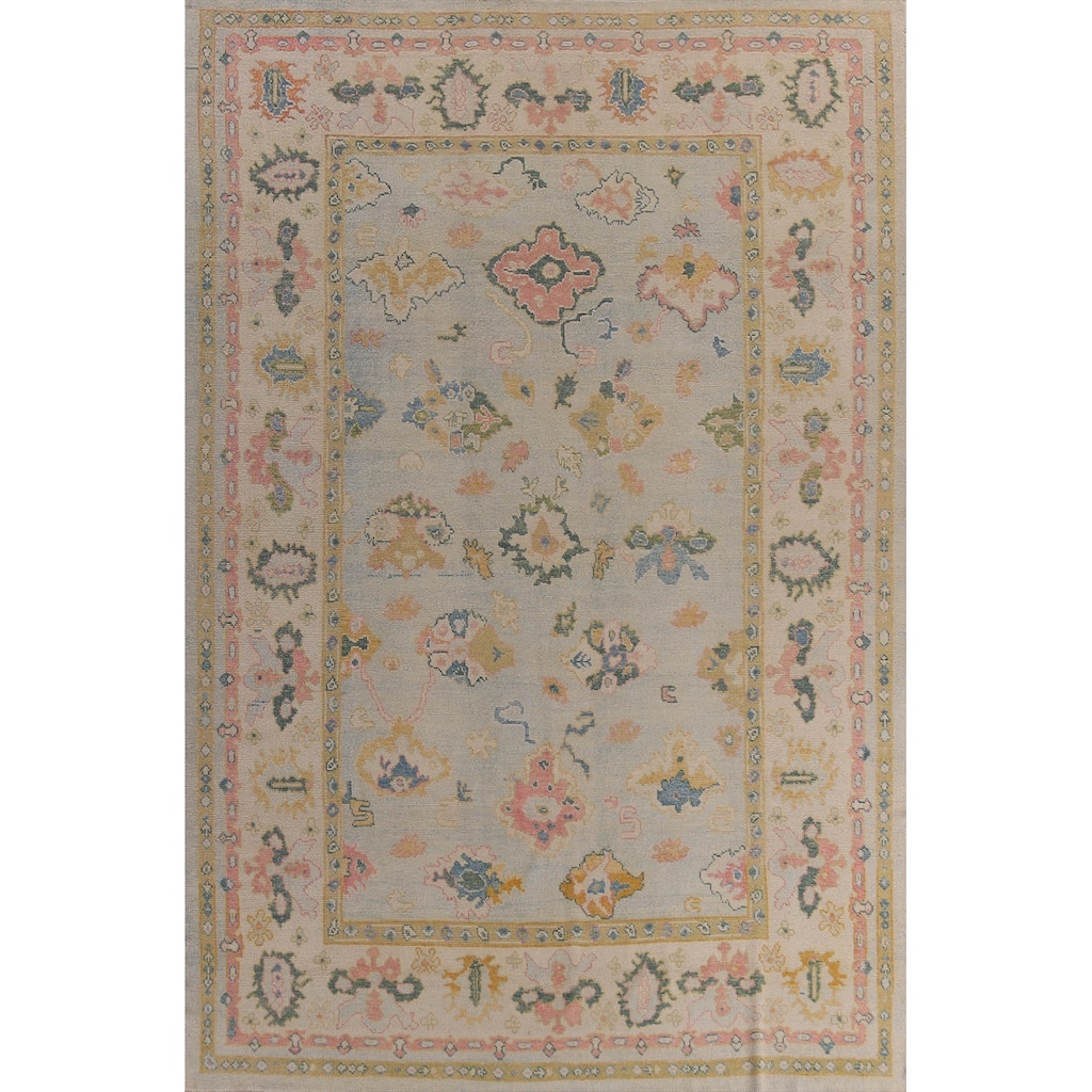 Hand Knotted Oriental 100% Wool Carpet Transitional All-Over Beige & Ivories Oushak Area Rug - 13' 2'' X 9' 5''