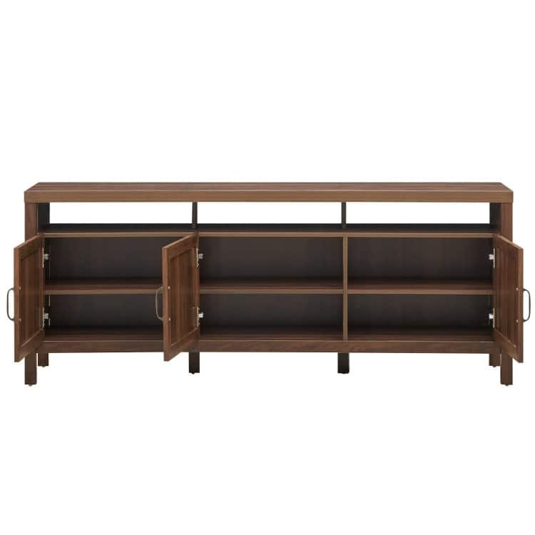 TV Entertainment Center for 65-Inch TVs with Solid Wood Legs and Shelves - 62" x 17.5" x 24.5"
