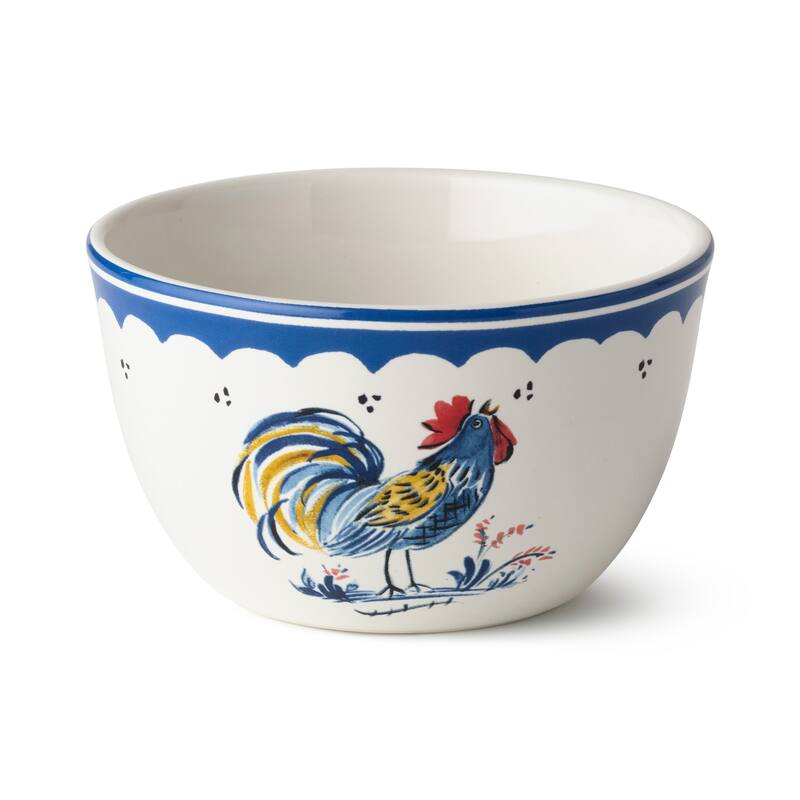 Certified International French Rooster 5.25" Ice Cream/Dessert Bowls, Set of 4 Assorted Designs - 5.25"L x 5.25"W x 3.00"H