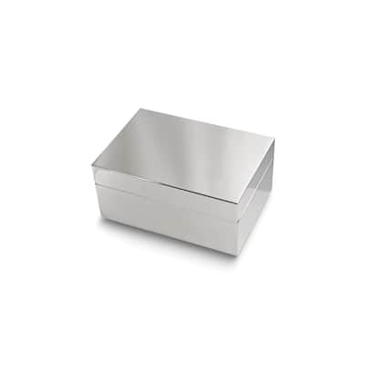 Curata Silver-Plated Rectangular Hinged Box with Black Velvet Lining