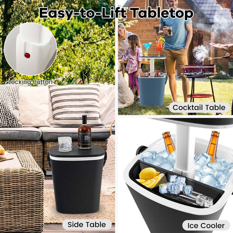 Costway 4 Gallon Portable Cooler Bar Table with Handle Bottle Opener & - See Details