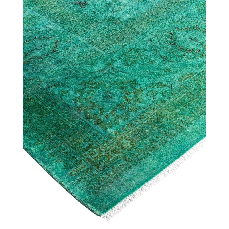Fine Vibrance One-of-a-Kind Hand-Knotted Area Rug - Green, 9' 2" x 9' 4" - 9' 2" x 9' 4"