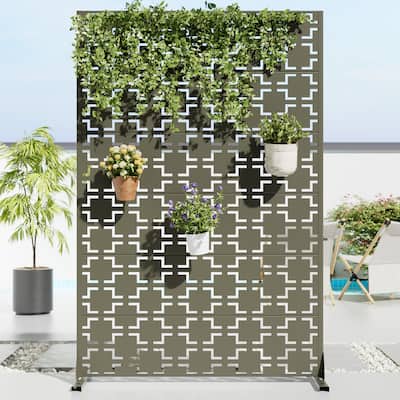 Dovelina 6ft.Outdoor Freestanding Metal Privacy Screen Decorative Garden Fence - 72"x47"