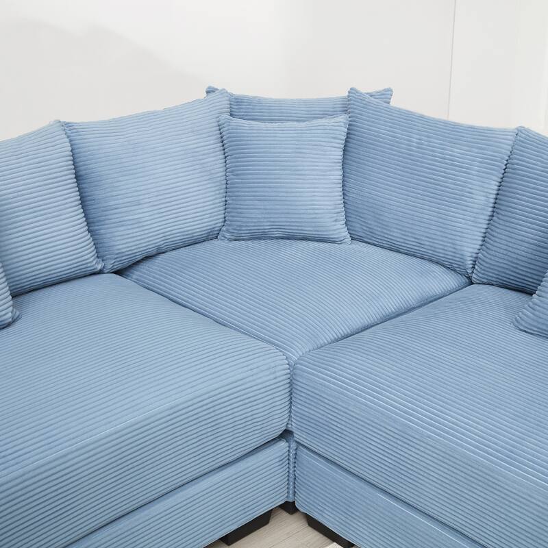 Oversized Accent Chair, 54.3" Corduroy Fabric Single Sofa with Pillow, Modern Upholstered Square Armchair Cozy Reading Chairs
