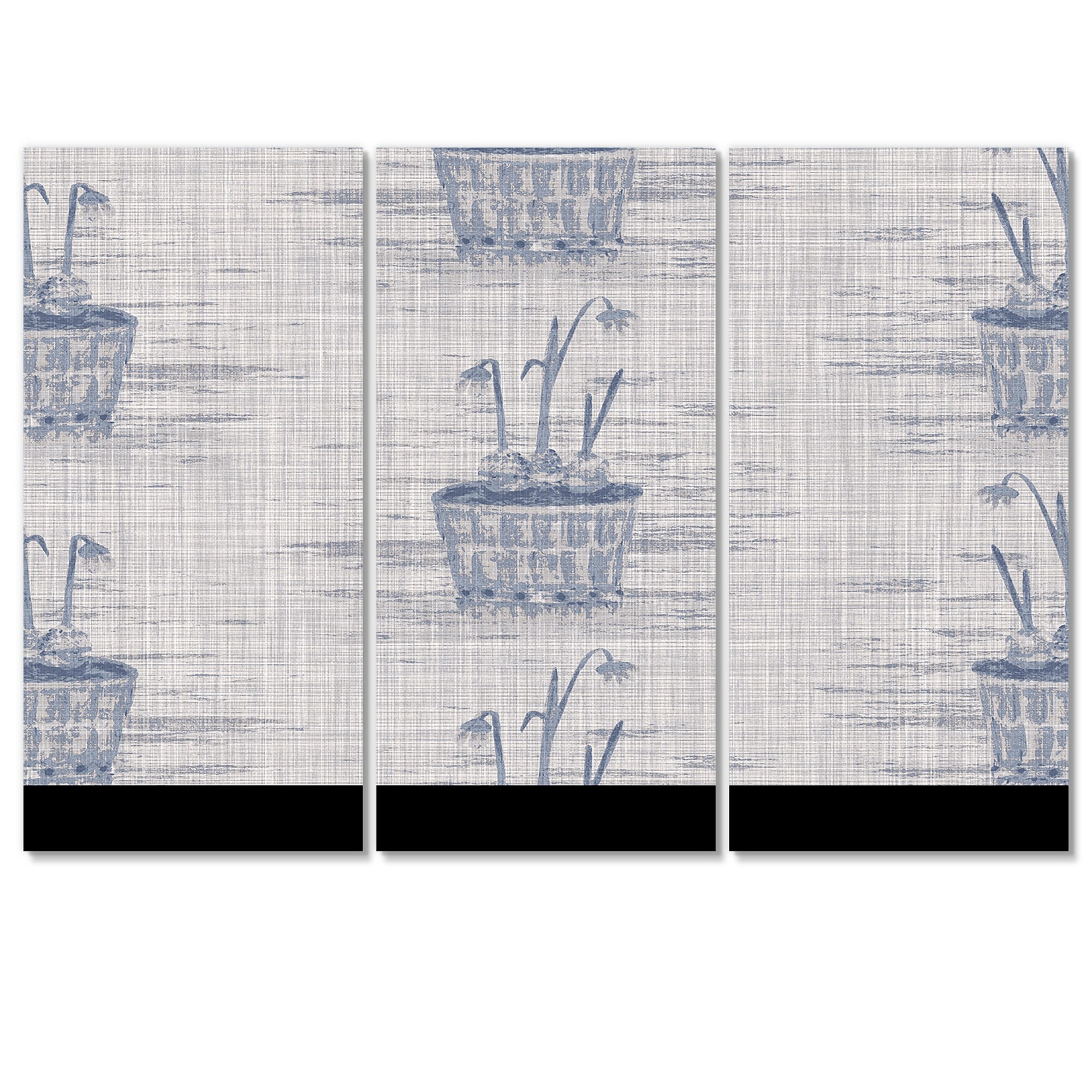 Designart 'Vintage Blue Famhouse Flower III' Patterned Canvas Wall Art Print-image