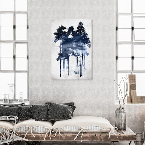 Oliver Gal 'In The Blue Woods' Nature and Landscape Wall Art Canvas Print Forest Landscapes - Blue, White