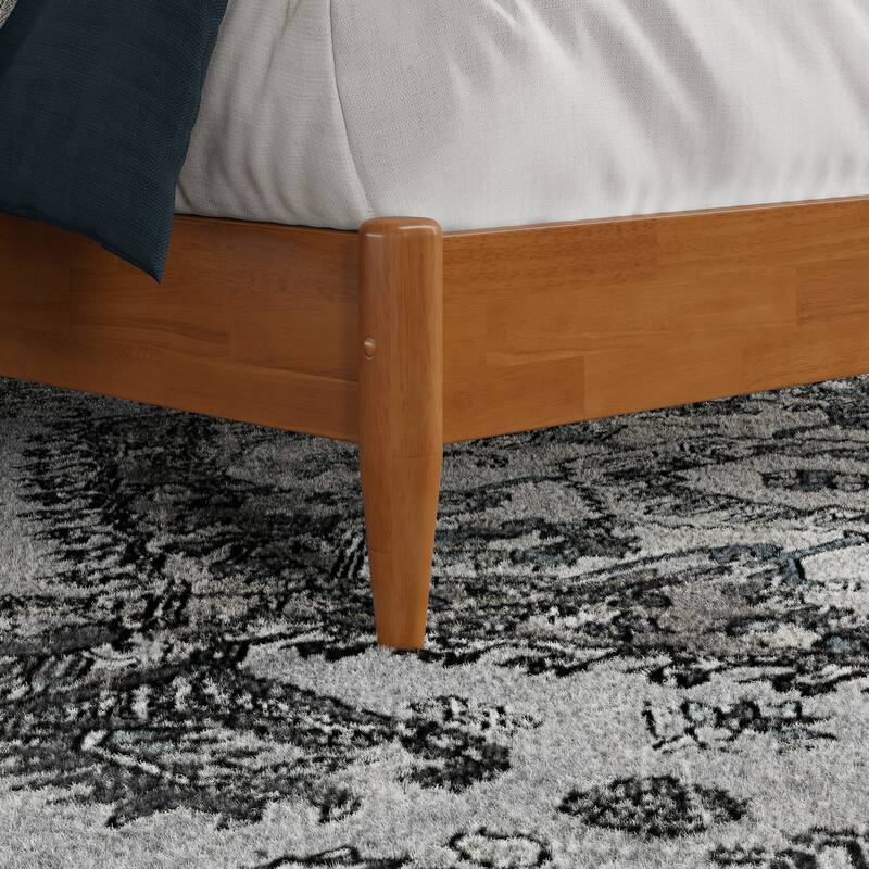 Queen Size Wood Platform Bed - Low Profile Modern Bed Frame with USB Ports & Headboard