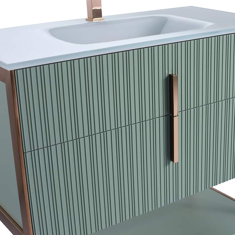 Fine Fixtures Serenity Modern Bathroom Vanity with White Glass Top
