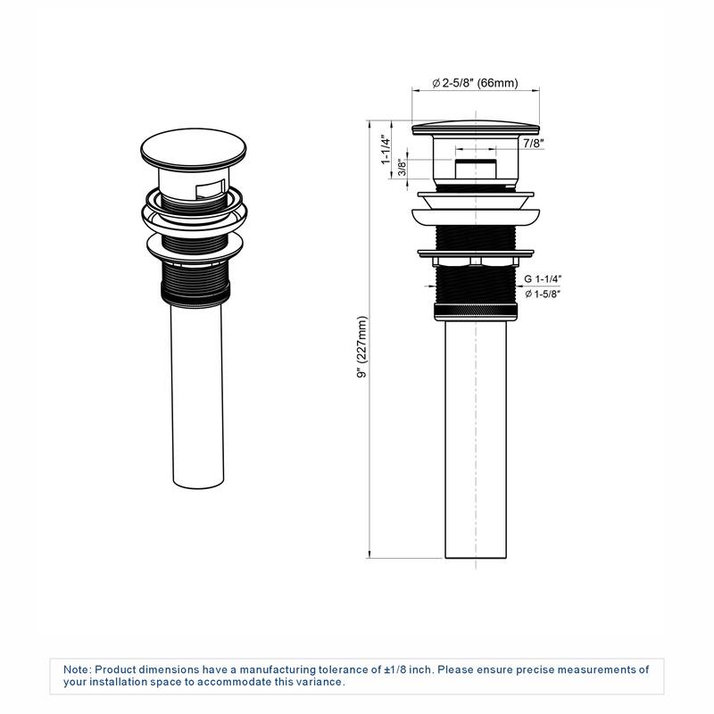 Dowell Undermount Sink Pop-Up Drain with Overflow