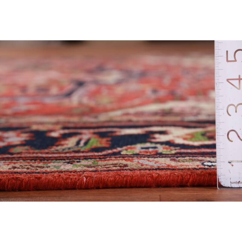 Hand Knotted Oriental 100% Wool Carpet Traditional Medallion Oranges & Rust Heriz (serapi) Area Rug - 9' 11'' X 8' 1''