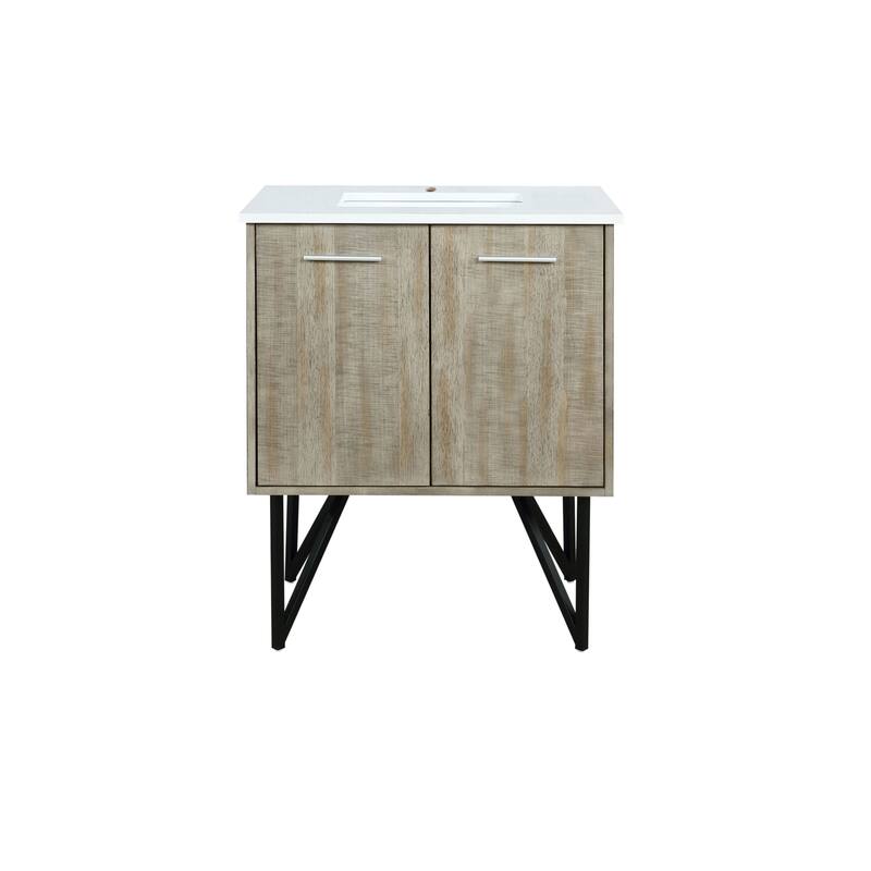 Lancy Rustic Acacia Bath Vanity and Cultured Marble Top - 30 - Rustic Acacia