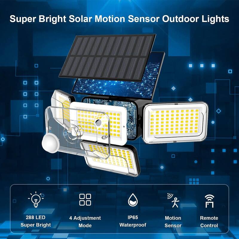 4 Heads Solar Flood Wall Lights for Outside Yard