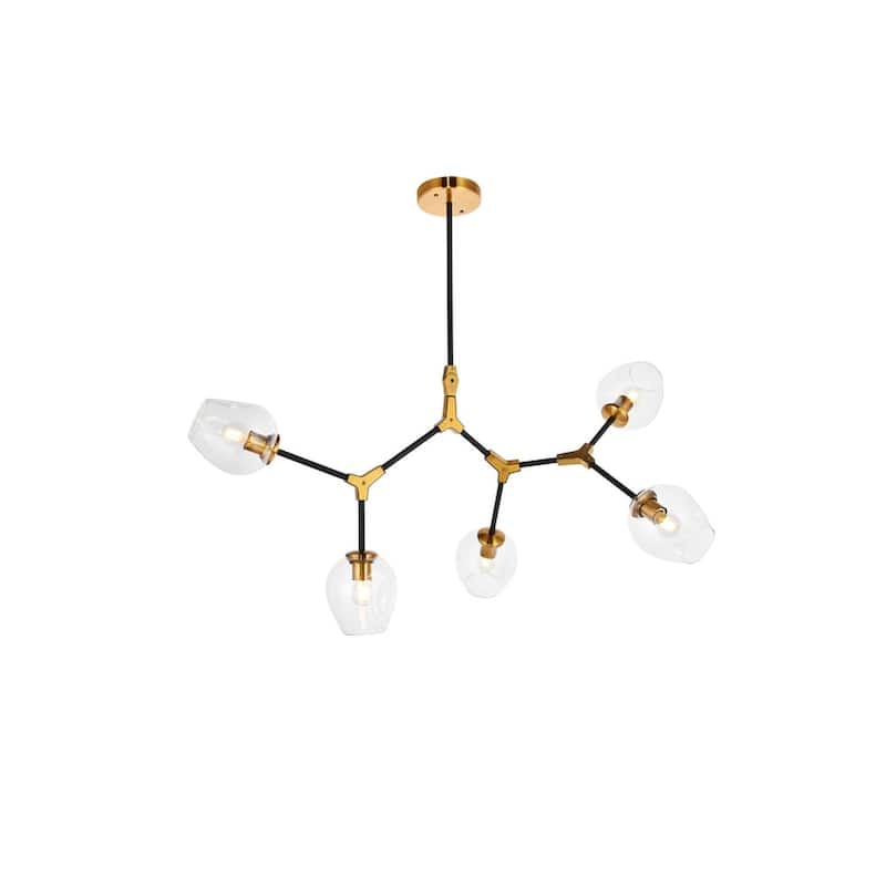 Cavoli 5 light in Light Antique Brass and Flat Black Pendant - Light Antique Brass and Flat Black - Light Antique Brass and Flat Black