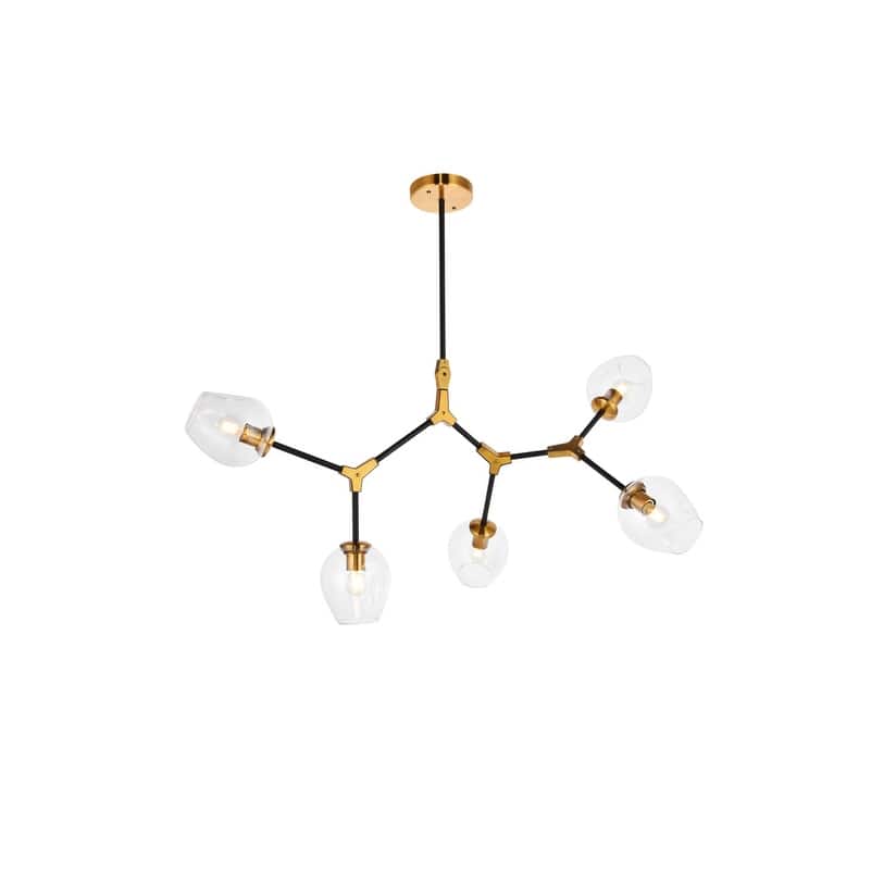 Cavoli 5 light in Light Antique Brass and Flat Black Pendant - Light Antique Brass and Flat Black