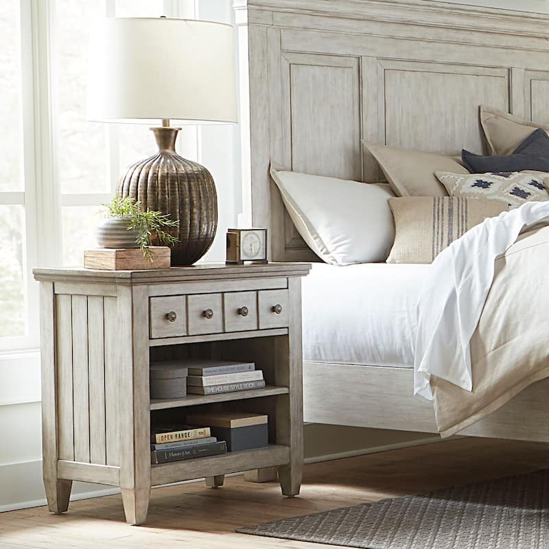 Heartland Antique White 1-Drawer Night Stand Charging Station