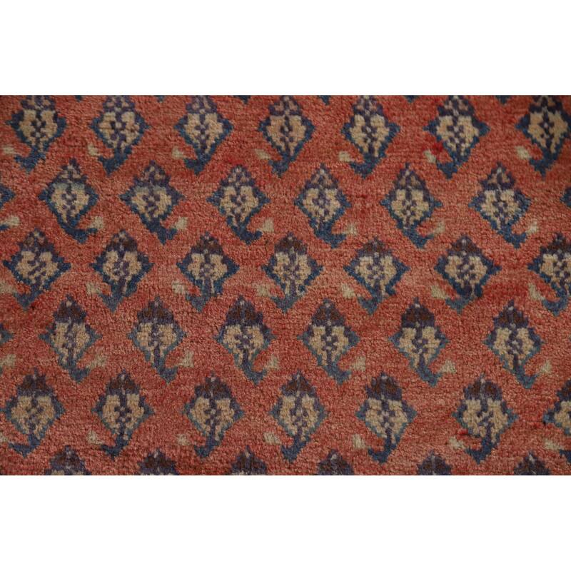 Hand Knotted Oriental 100% Wool Carpet Traditional All-Over Red Botemir Runner Rug - 10' 3'' X 3' 4''