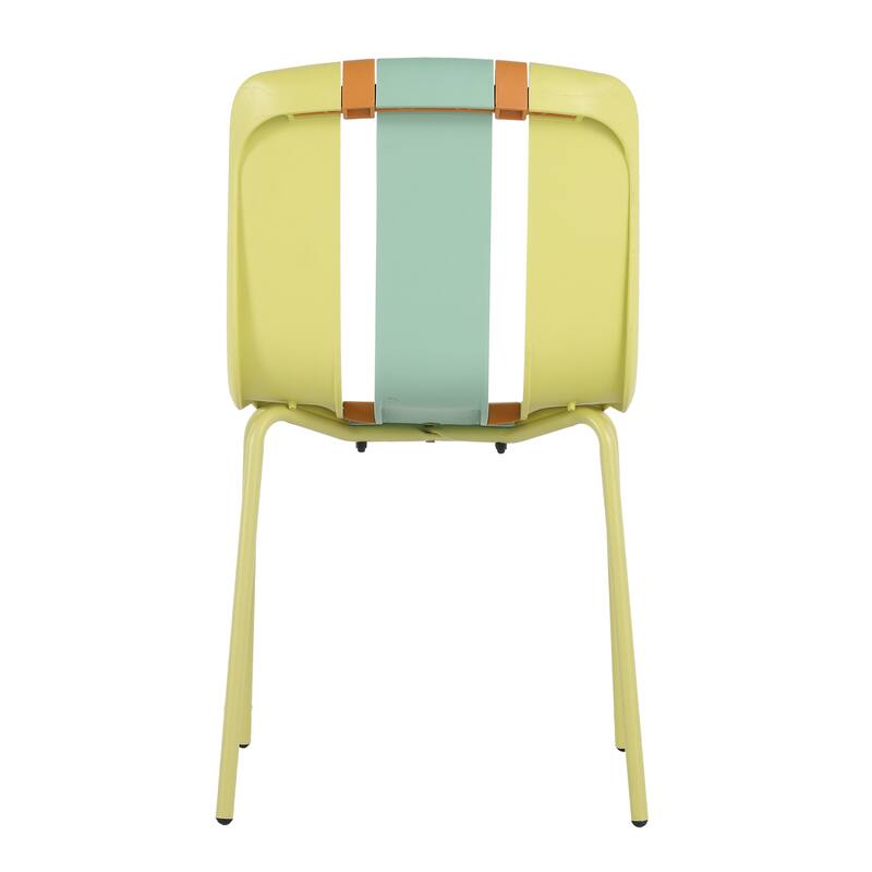 Modern Striped Chairs w/ PP Seats & Metal Legs, Indoor/Outdoor, 4-Pack