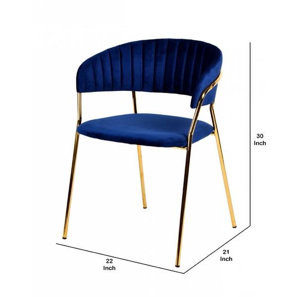 Shop Fabric Upholstered Dining Chair With Metal Legs Set Of 2 Blue And Gold On Sale Overstock 31813235