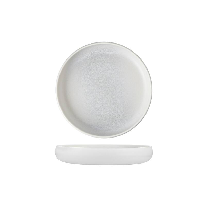 Cloud Terre Iceland Stoneware, 8.5" High Sided Salad Plate (Set of 4) - 8" High Sided Bowl - Thermal White - 4 Piece