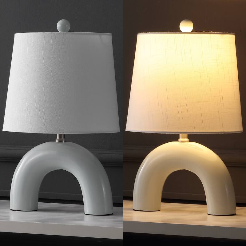Zadie 17.75" Scandinavian Minimalist Ceramic Arch LED Table Lamp (Set of 2), by JONATHAN Y