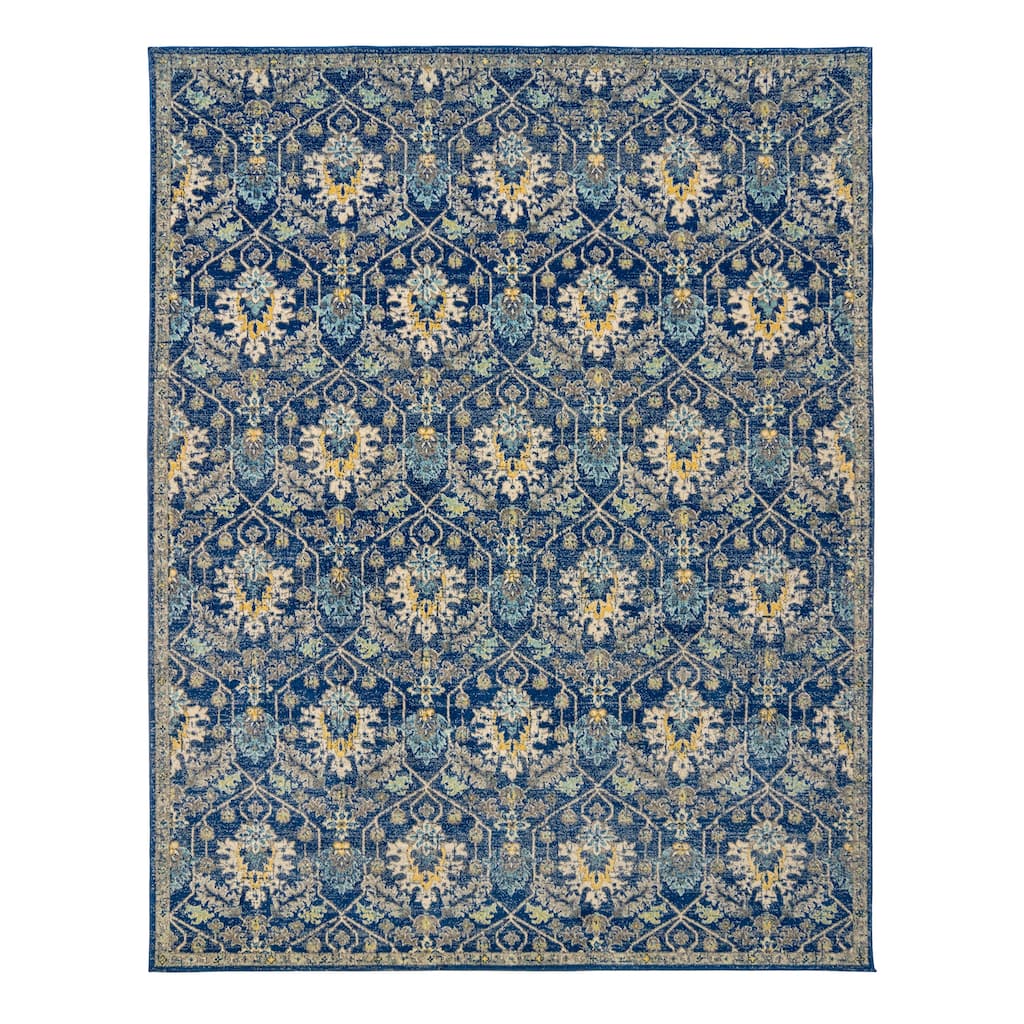 Gertmenian Scanda Marlowe Transitional Blue Floral Area Rug - 5' 3" x 7'