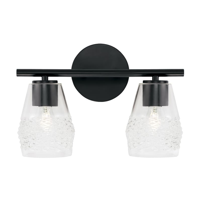Dena 2-light Bath/ Vanity Fixture w/ Diamond Embossed Glass