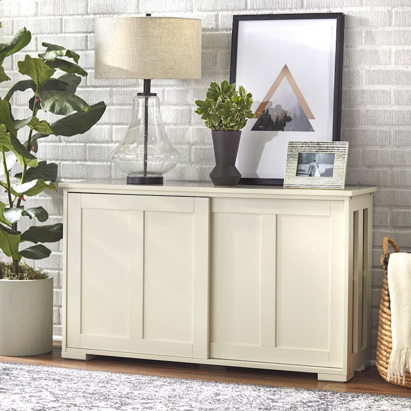 Porch & Den Jefferson Sliding Door Stackable Buffet/Sideboard - Antique White