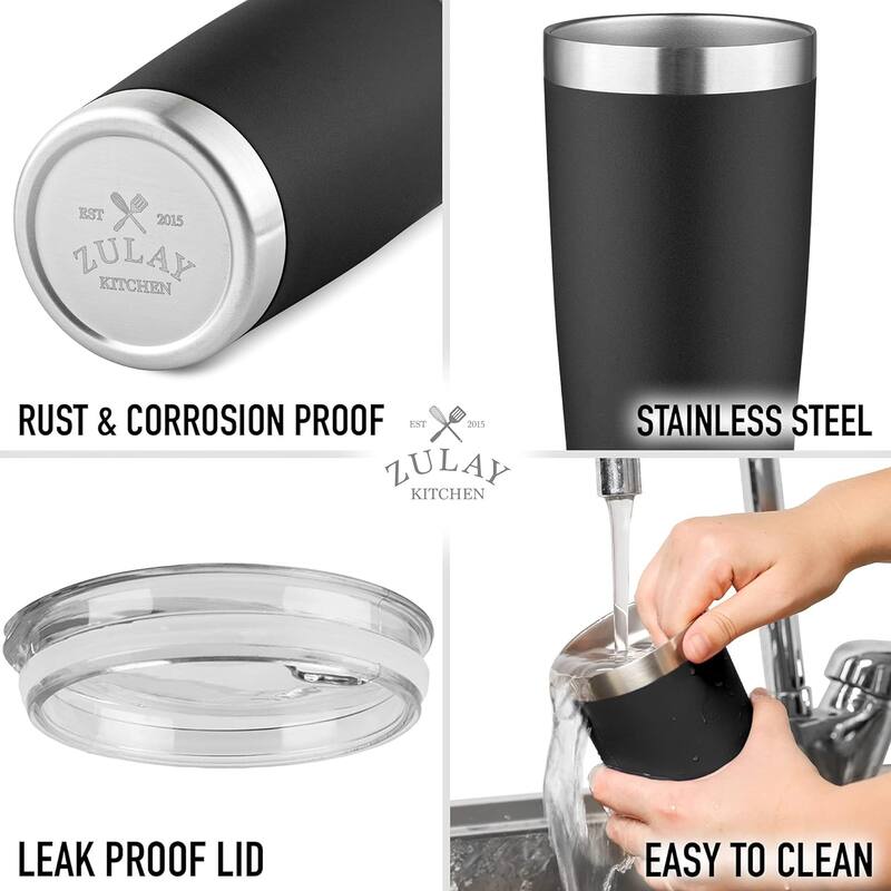 Zulay Kitchen 20oz Stainless Steel Tumbler With Lid and Straw