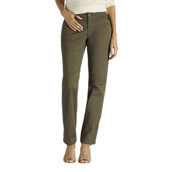 Lee Women's Midrise Fit Essential Chino Pant, Moss