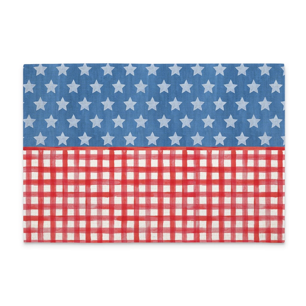 Old Glory Gingham 4-Pack Poly-Cotton Blend Placemats Manufactured in The USA Machine Washable Dryer Safe - Multi