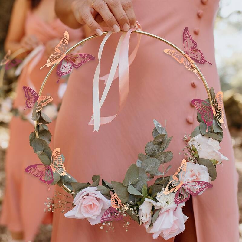 WALPLUS Realistic 3D Butterflies Rose Gold Wall Decals Stickers Home