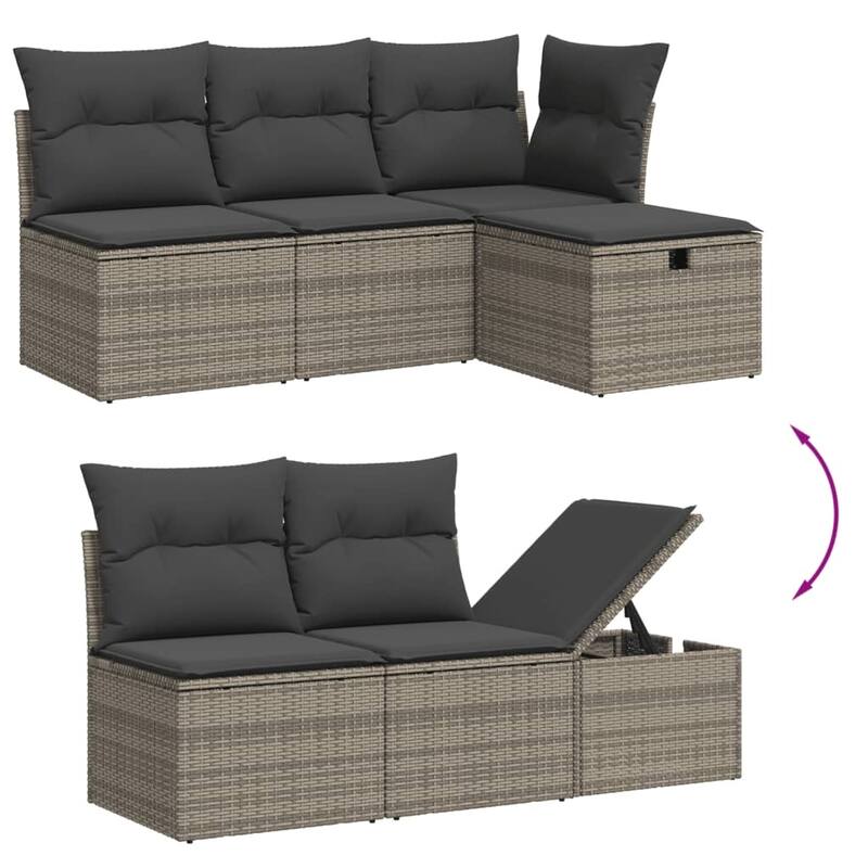 vidaXL Patio Sofa Set with Cushions Outdoor Conversation Furniture Poly Rattan