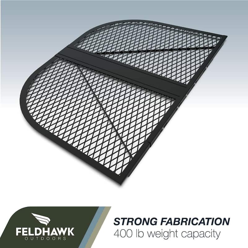 38" x 58" Window Well Cover Powder Coat Black Mesh Steel Well Cover D - Shaped Egress Covering Semi-universal fit.