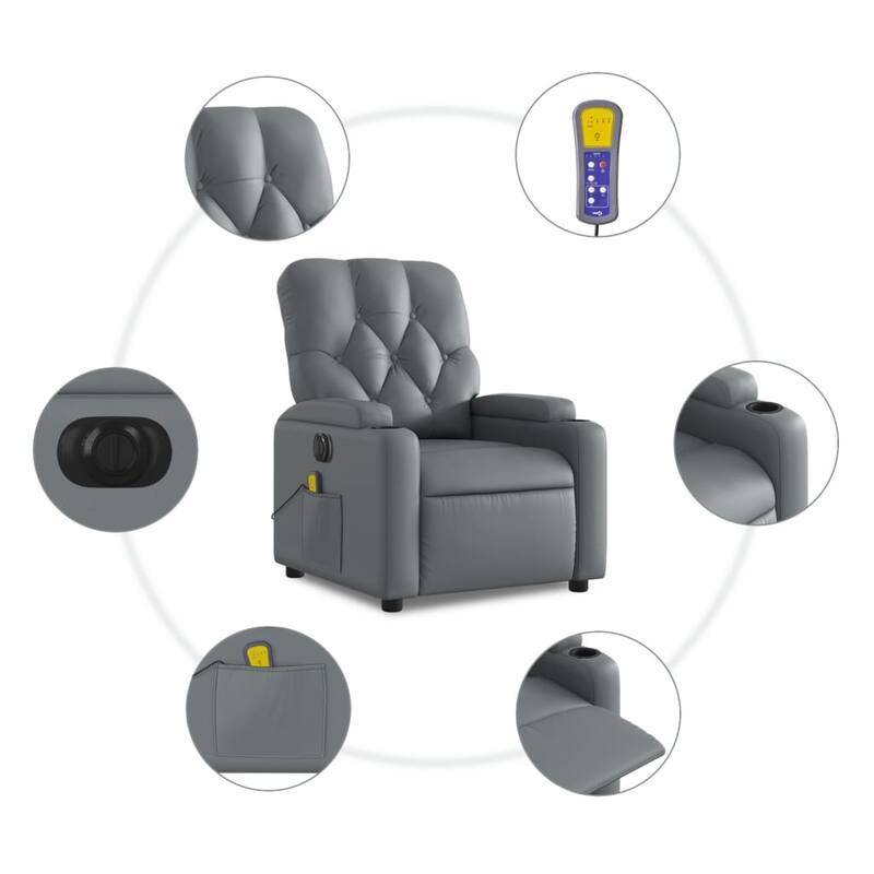 vidaXL Massage Recliner Chair Reclining Armchair for Elderly Faux Leather