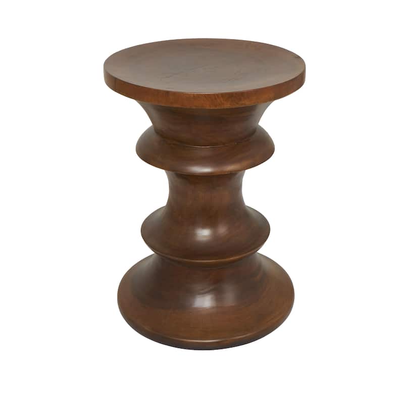 Wood Geometric Handmade Accent Table - Brown - Roche River Decor