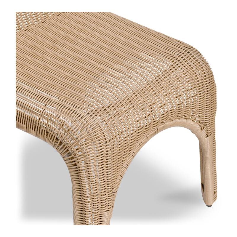 NADAAL STUDIOS Maireth Outdoor Dining Chair, Curved Wicker Design, Iron Frame, Brown Finish - Set of 2