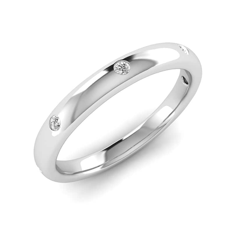 Marquee Jewels 1/10 Carat TW Bezel Se Diamond Wedding Band in 14K White Gold