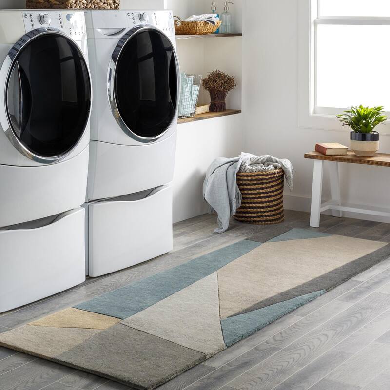 Livabliss Forum Mid-Century Abstract Area Rug - 2'6" x 8' - Teal