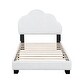 preview thumbnail 3 of 7, Twin Size Upholstered Boucle Fabric Platform Bed with Cloud-Shaped Headboard, Pine Wood Bed Frame for Kids, Boys & Girls, White