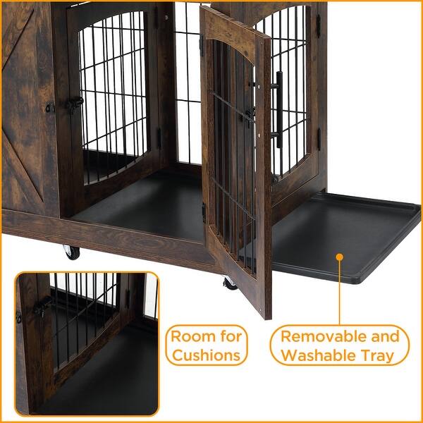 Dog Crate Furniture Side End Table with Flip Top and Movable Divider