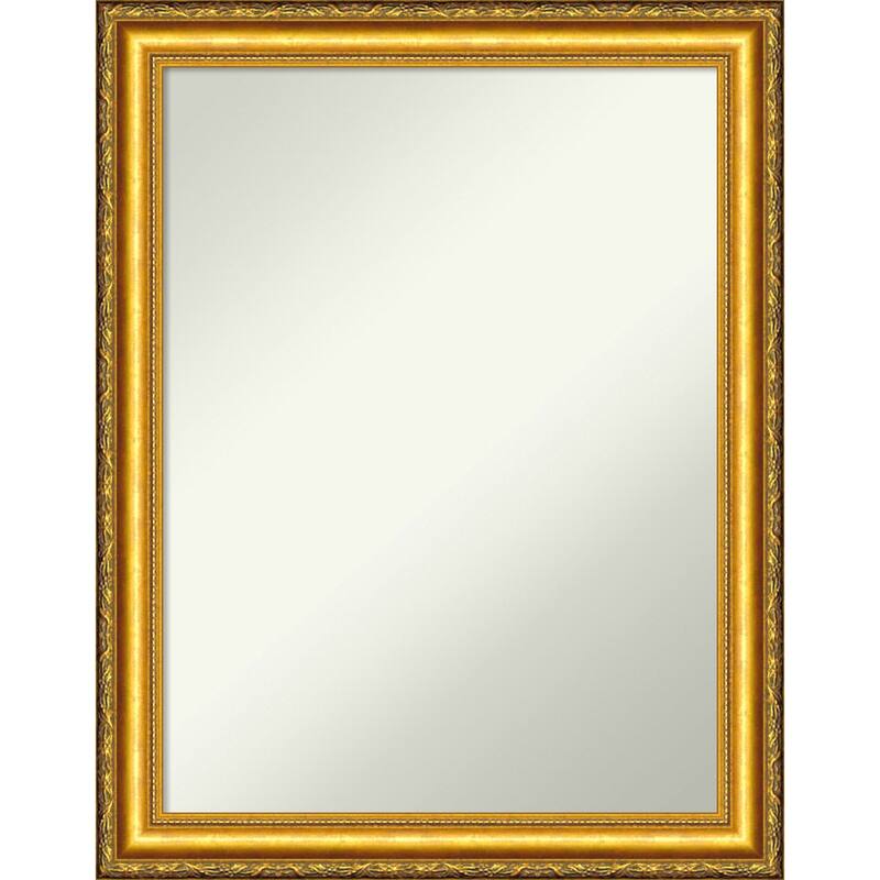 Non-Beveled Wood Bathroom Wall Mirror - Colonial Embossed Gold Frame