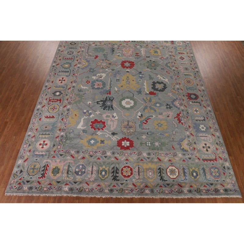 Floral Oushak Oriental Large Area Rug Handmade Wool Carpet - 12'2"x 14'9"