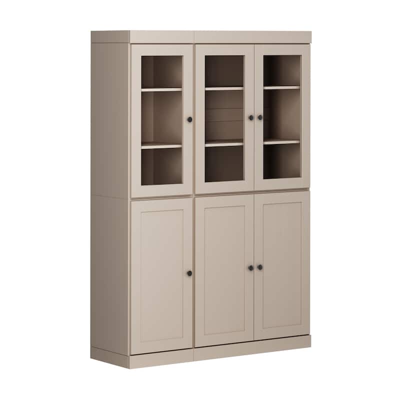 Palace Imports 100% Solid Wood 48.5" Pantry Cabinet with Clear Glass, Shaker Doors and Adjustable Shelves