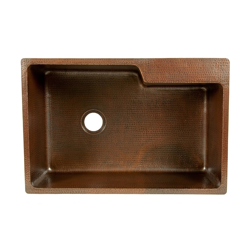 33-in Hammered Copper Kitchen Single Basin Sink with Matching Drain and Accessories (KSP3_KSFDB33229)
