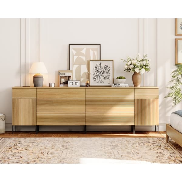 94.5" Modern Wood 8-Drawer Dresser With Reeded Design, Minimalist Dresser Organizer Storage - Bed Bath & Beyond - 43320256 94.5" Modern Wood 8-Drawer Dresser With Reeded Design, Minimalist Dresser Organizer Storage - Bed Bath & Beyond - 43320256