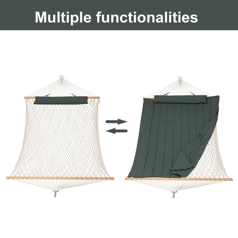 Outdoor Rope Hammock with Polyester Pad, 475 lbs Capacity