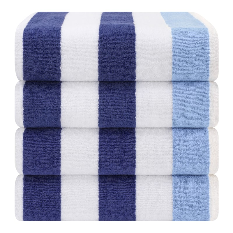 American Soft Linen,100% Cotton 4 Pack Beach Towels, 30 x 60 Cabana Striped Pool Towels