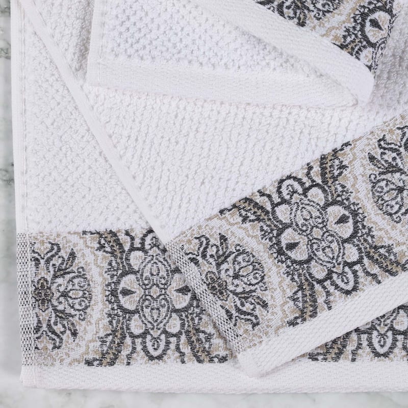 Superior Medallion Cotton Jacquard Texture 12 Piece Assorted Towel Set