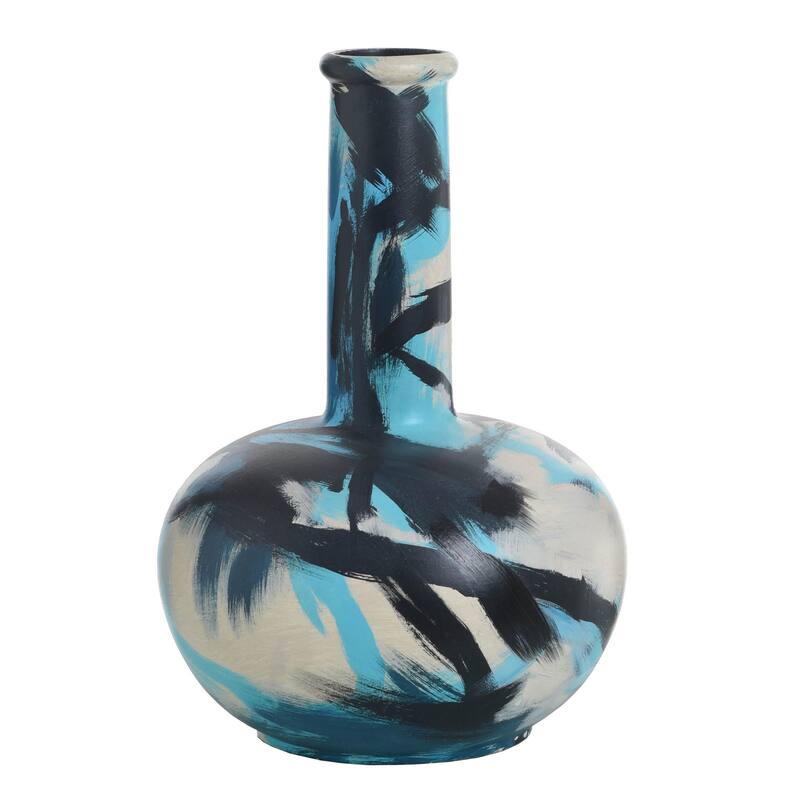 Harp & Finial Bala Vase - Multi Color Finish on Ceramic - Blue